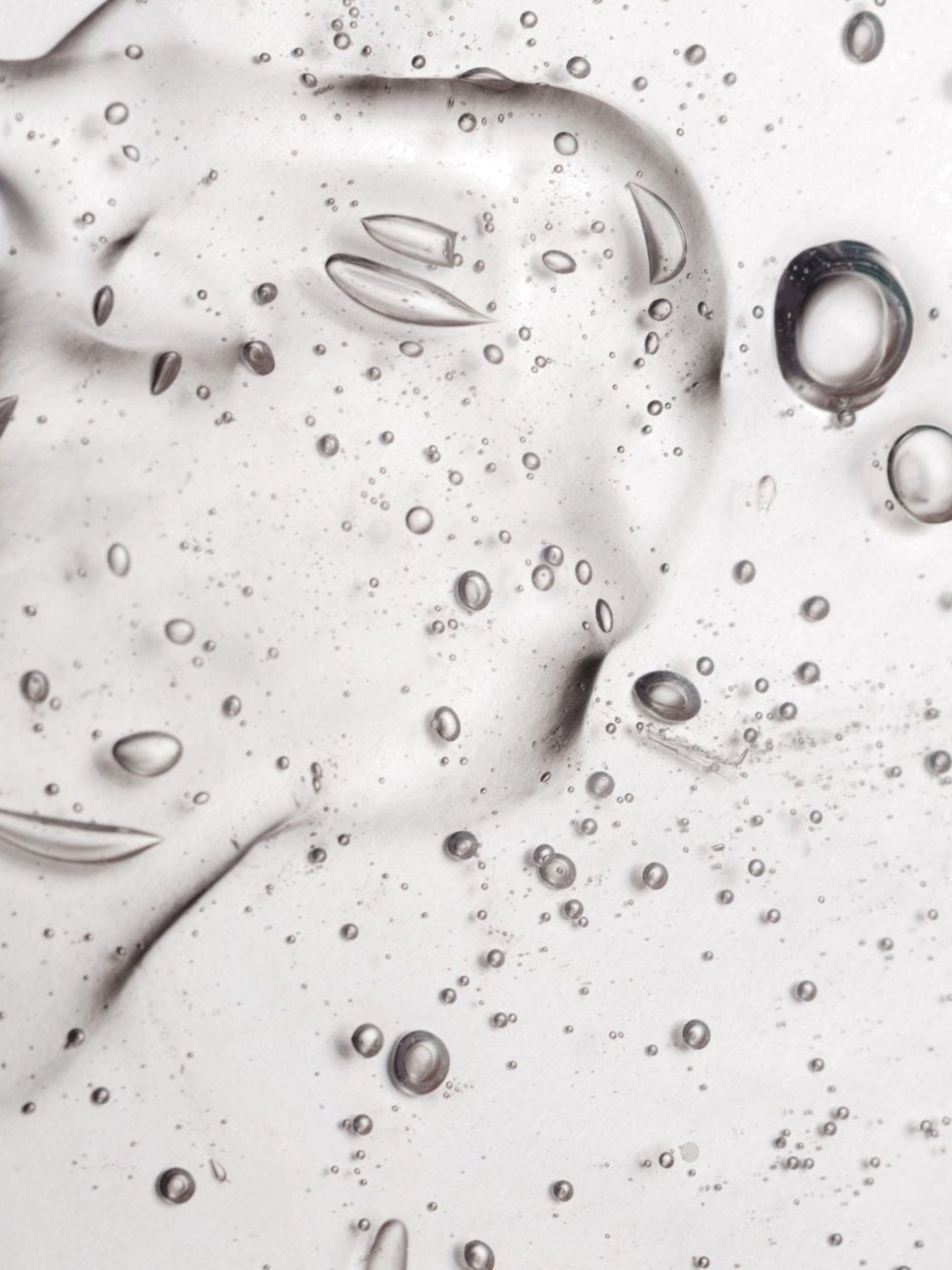 Close-up of clear Olway gel with air bubbles